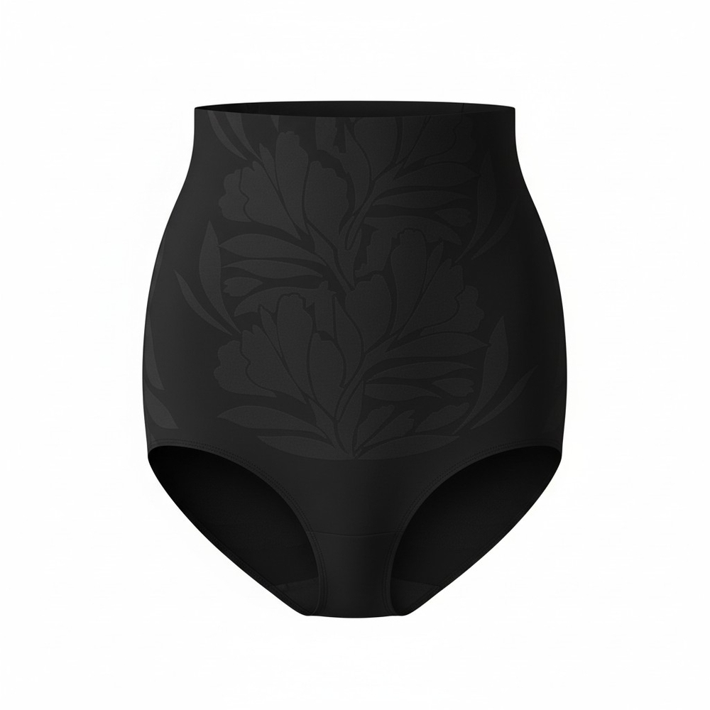 Maidenform Black High-Waist Sculpting Brief with Subtle Floral Pattern - Picture 5 of 7